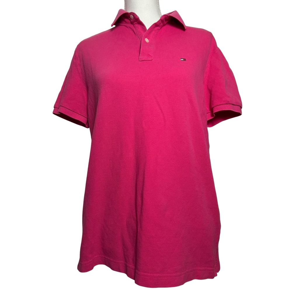 Tommy Hilfiger‎ Men's Preppy Pink Golf Short Sleeve Polo Shirt Summer Size M